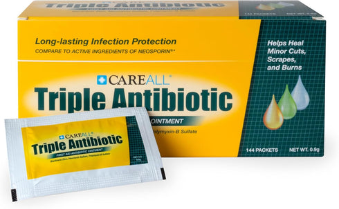 CareAll Triple Antibiotic Ointment 0.9gr (144 Pack) - First Aid Ointment for Minor Cuts, Scrapes, Burns, Prevents
