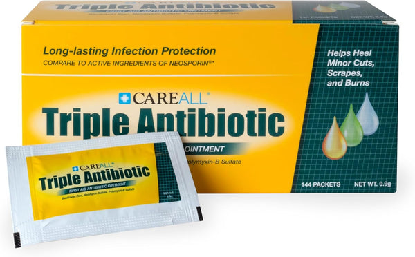 CareAll Triple Antibiotic Ointment 0.9gr (144 Pack) - First Aid Ointment for Minor Cuts, Scrapes, Burns, Prevents