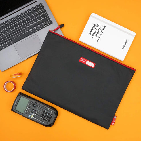 Rough Enough Document Organizer File Folder Bag for A4 Letter Size with Zipper - Waterproof Large Black