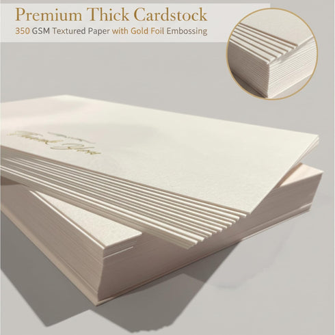 Papierville 24 Pack 4x6, Thank You Cards with Envelopes & Stickers Ivory Gold Foil Flat Notecards Thick Matte Paper