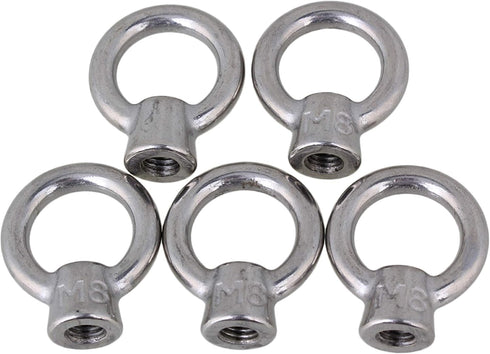 CNBTR Japanese Style Silver M8 304 Stainless Steel Ring Shape Lifting Eye Nut, Set of 5