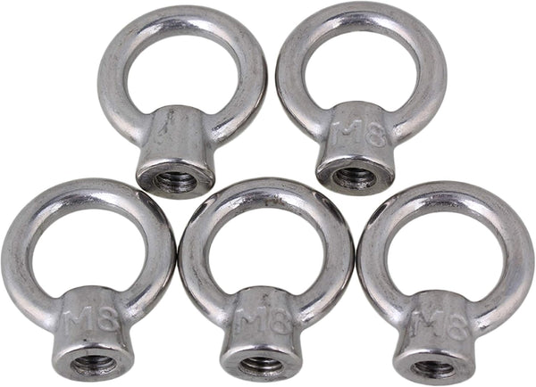CNBTR Japanese Style Silver M8 304 Stainless Steel Ring Shape Lifting Eye Nut, Set of 5