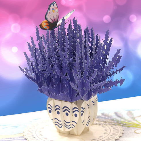 CUTE POPUP Enchanting Lavender Pop Up Card, Mesmerizing Purple Flower Design for Birthdays, Anniversaries, Mother's Day