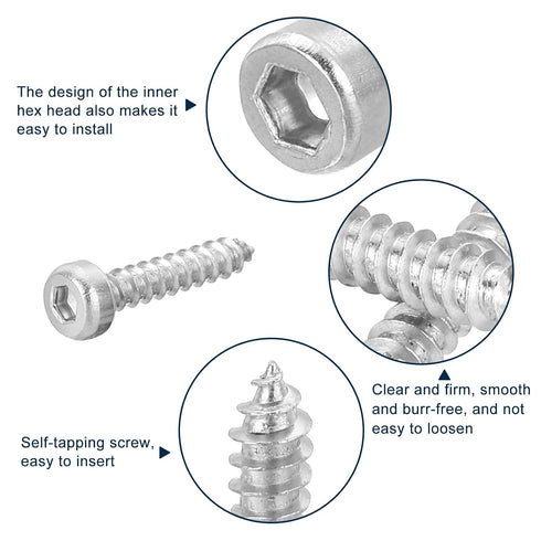 uxcell M2 Hex Socket Head Cap Self-Tapping Screw, 15Pcs 304 Stainless Steel, Hex Drive, Silver Tapping Screws