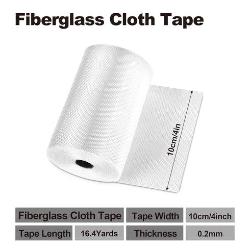 Fiberglass Cloth Tape, 6 oz, 4'' Wide by 16.4 Yards, Non Adhesive Woven Fiberglass Cloth Roll