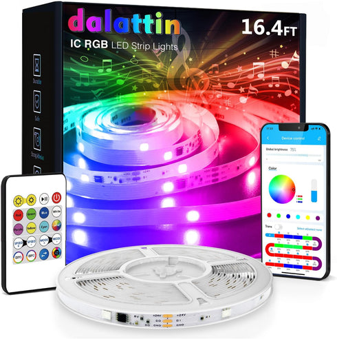 dalattin LED Strip Lights IC+RGB, 5050 Led Lights for Bedroom, DIY Multiple