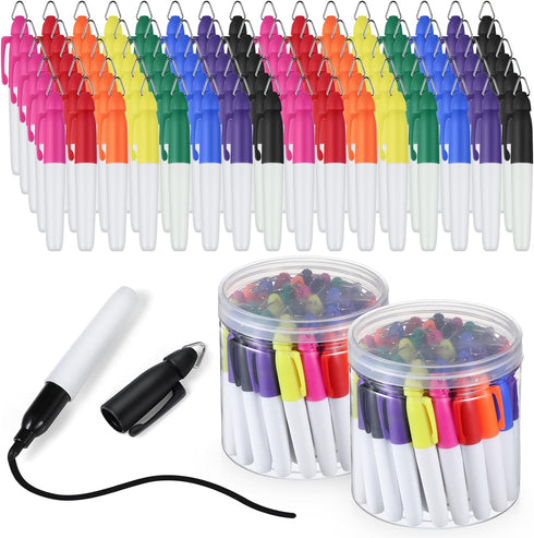 Ctosree 80 Pcs Mini Permanent Markers with Golf Keychain Clips for Nurses Badge, Fine Point Markers