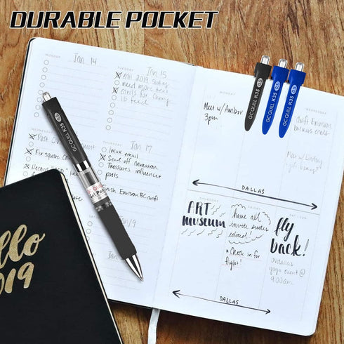 GC QUILL Gel Ink Pens, Premium Refillable & Retractable, 0.5mm Fine Point, 12 Black & 10 Blue Ink Pens