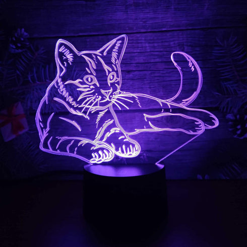 Comiwe 3D Toys,16 Cat (A) Illusion Night Light Colors Change Smart Touch & Remote Control,Home Decor LED Bedside Table