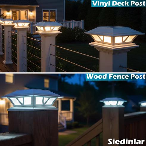 2 4x4 5x5 6x6 (1 Pack) SIEDiNLAR Solar Post Lights Outdoor Modes LED Deck Fence Cap Light for Posts Patio Garden