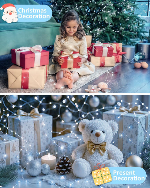 4 Pack 60 20FT LED Christmas Fairy Lights Battery Operated with Timer, Waterproof Twinkle Lights Indoor Outdoor, String