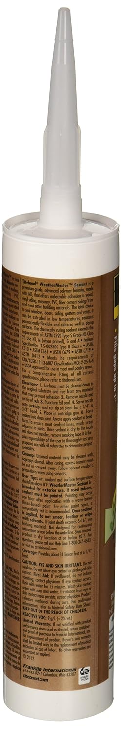 Titebond 44001 Franklin Weather master Premium Polymer Sealant, 10.1 Oz, Liquid Cartridge, White