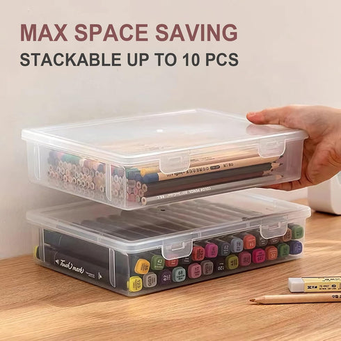 Vowcarol Storage Boxes for 5in x 8in Legal Pads, Washi Tape Organizer, A5 Paper Storage Bin (2 Pack)