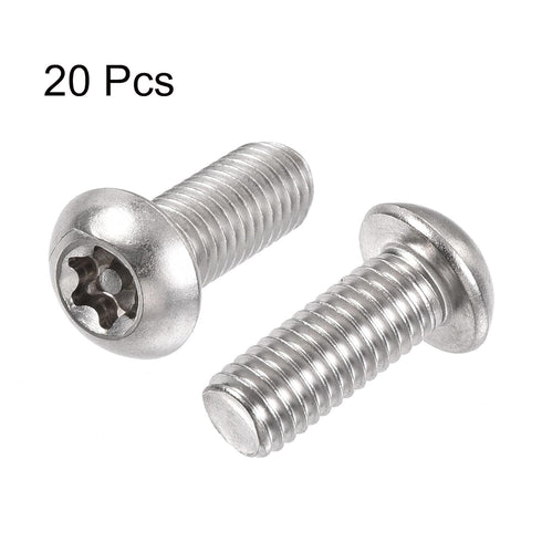 uxcell M8x20mm Torx Security Machine Screw, 20pcs Pan Head Screws, 304 Stainless Steel Fasteners Bolts