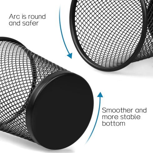 QYH Mesh Pencil Holder, Metal Pen Cup, Black, 6 Packs for Desk