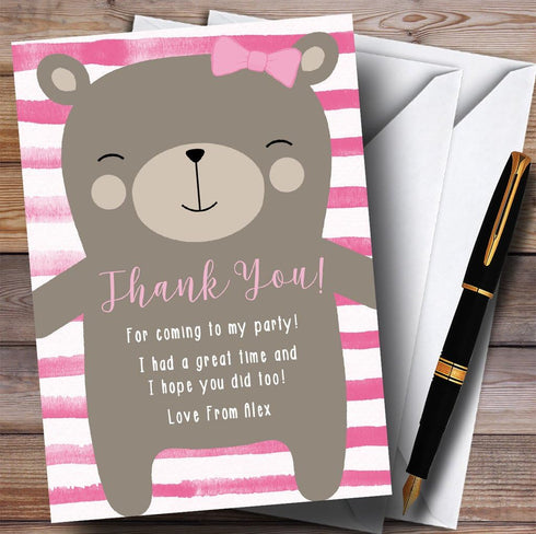 The Card Zoo Large Teddy Bear Pink Party Thank You Cards