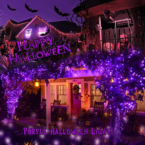 33ft 100 120V Brizled Purple String Lights, LED Christmas Lights Outdoor, Connectable Purple String Light UL Certified