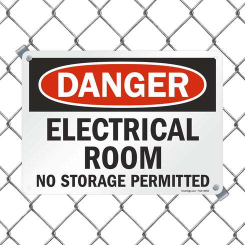 SmartSign "Danger - Electrical Room, No Storage Permitted" Sign, 10" x 14" Plastic