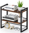 Office Desk Shelf Organizer, Wood Desktop Bookshelf Supplies Storage Rack, 2 Tier Shelf for Desk and Dresser, Brown