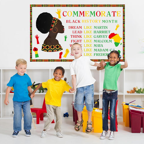 Outus 105 Pieces Black History Month Decorations, Bulletin Board Decor Cutouts Sets for Kids Educational Wall Classroom