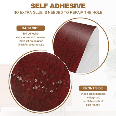 33'x 8", PATIKIL Self Adhesive Wood Grain Repair Tape Multi-Use Realistic Wood Grain Repair Patch for Furniture Floor