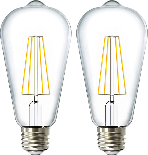 Sunco Lighting 2 Pack Vintage LED Edison Bulbs, 60W Equivalent, 8.5W CRI92 800 Lumens, Dimmable ST64 3000K