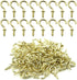 nanaxagly 100 Pieces 1/2 inch Cup Screw Hooks, Brass Plated Self-Tapping Screw-in Hooks,