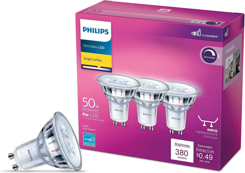 PHILIPS LED 50W MR16 3-Pack Specialty Bright White (3000K) 380 Lumen (40W