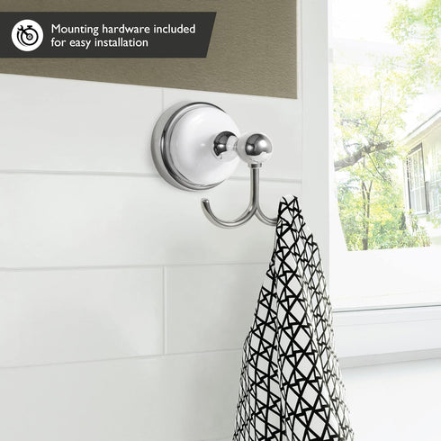 Design House Bathroom Hardware Accessories, Polished Chrome and White Robe Hook
