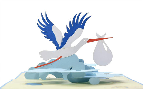 Diese-Klappkarten Congratulations Card for Birth Boy | Greetings Card Birth with Pop Up Bird Stork | Baby Gift |