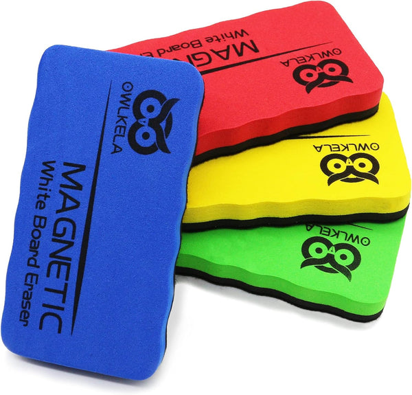 OWLKELA Magnetic Dry Eraser Board Erasers - 4 Pack Whiteboard Erasers for Kids Classroom, Perfect for Home and Office