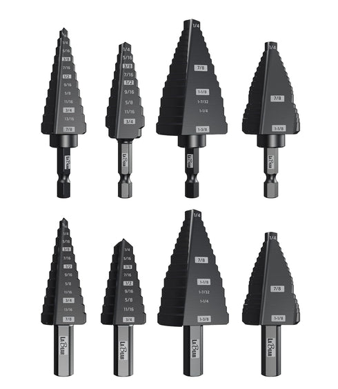 1/4 to 1-3/8 Inch HSS Step Drill Bit for Metal, Plastic, Wood, Heavy Duty Unibit with Multi Hole Sizes