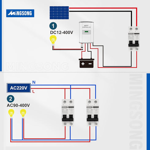DC Solar Panels Disconnect Switch 32 Amp AC Solar Shut Off Switch 12V-400V 2 Poles Miniature Circuit Breaker for Solar