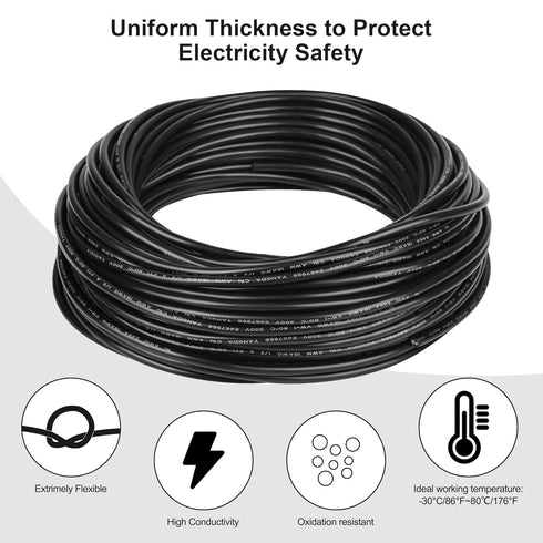 Lesnlok 16 2 16 50FT 2 Gauge Electrical Wire Conductor, AWG Stranded PVC Oxygen-Free Copper Cable, Core Flexible