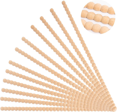 Hamminy Beaded Wood Trim Molding Decorative Half Wooden Bobbin Trim 15.7 Inch Unfinished