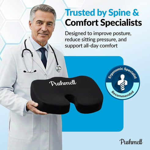 Tailbone, 17.5 14 Premium Memory Foam Gel Seat Cushion for Coccyx, Back & Sciatica Pain Relief Fits x Seats, Ergonomic