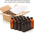 Nuenen 16 Pack 8 oz Amber Boston Round Glass Bottles with Black Poly Cone Cap for Homemade Vanilla Extract Essential