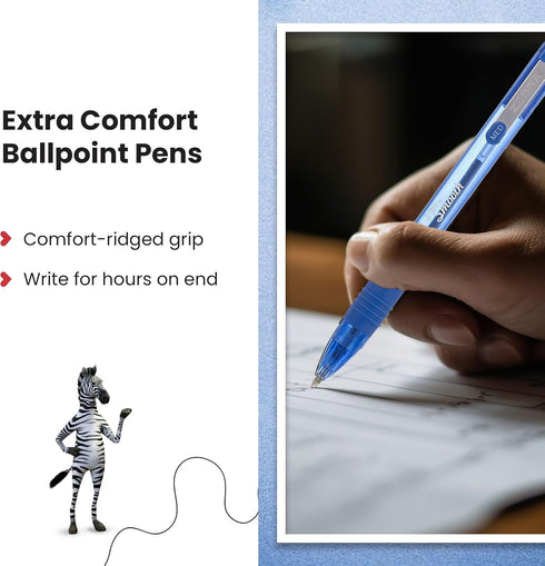 Zebra Pen Z Grip Smooth Multi-Coloured & Black Ballpoint Pens - 5 Pack - Medium Point Retractable Pens