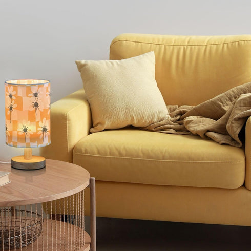 Fustylead Hippie Orange and White Daisy Flowers Bedside Table Lamps with USB Port for Bedroom Lamp Small Nightstand