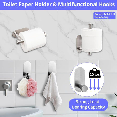 Set, 16" (10, Bathroom Hardware Bathroom Towel Holder with Toilet Paper Holder, Towel Ring, Towel Hook, Bathroom