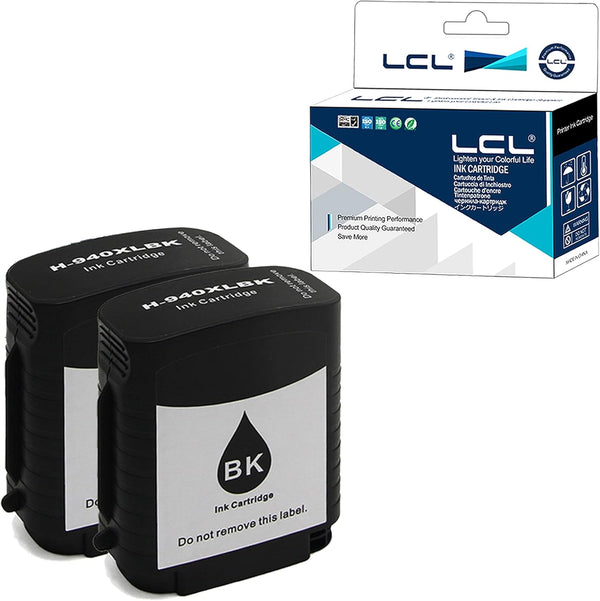 LCL 940XL Black Ink Cartridge Replacement for HP 940 XL C4906AN, 2-Pack for HP Officejet Pro Printers