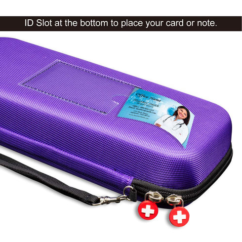 Hard Stethoscope Case with ID Slot, Large Carrying Case Compatible with 3M Littmann/ADC/Omron/MDF (Purple)