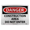 NMC D490RB OSHA Sign, "DANGER - CONSTRUCTION AREA DO NOT ENTER", Rigid Plastic, Red/Black on White