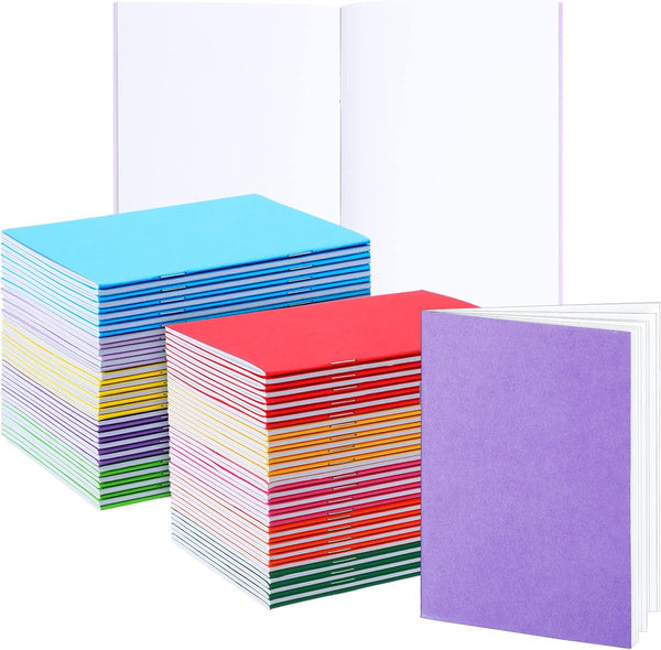 Geyee 100 Pads Colorful Mini Notebooks, Pocket Size Blank Journals for Kids, 10 Colors, 4 x 5.5 Inch