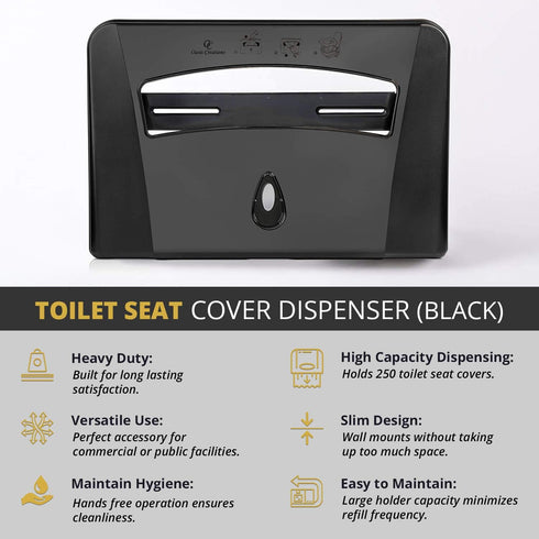 Toilet Seat Cover Dispenser by Oasis Creations – Wall Mount, Heavy Duty for Commercial or Residential Use
