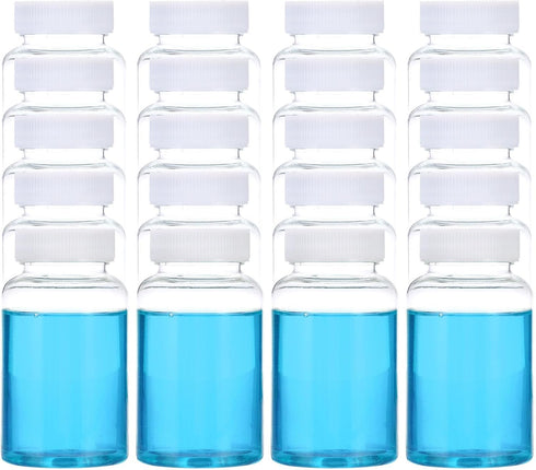 PATIKIL 20 Pcs 200ml Reagent Bottles, Transparent PET Wide Mouth Round Bottles with Screw Cap for Lab Storage