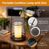 Dimmable Black Touch Table Lamp with Dynamic Flame Effect - Portable, Rechargeable Bedside Lamp, Tap for Flickering