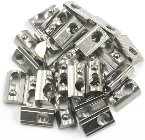 M8 Thread T Spring Nut, Mergorun Silver European Standard, Pack of 30