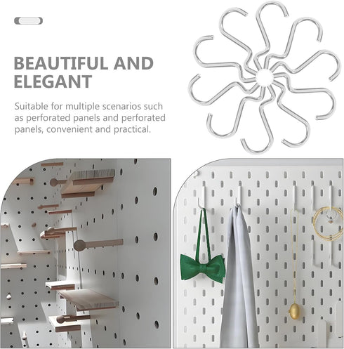 20pcs FOMIYES Silver Iron Pegboard Hooks Metal Tool Storage Wire Shelving Hooks Workshop Wall Hanging Organizer