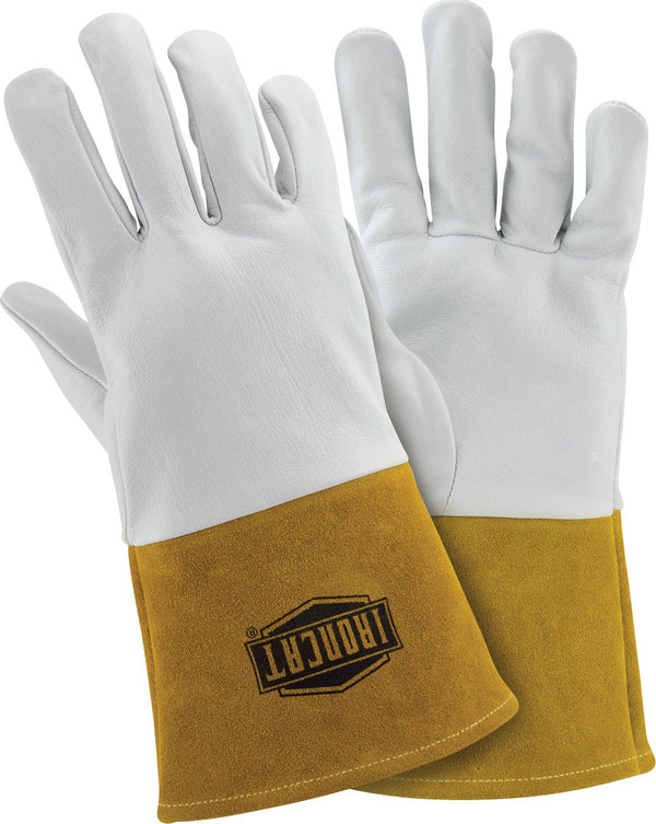 IRONCAT 6141 Kidskin TIG Welding Gloves, Medium, Kevlar Thread with 4 in. Gold Cuff